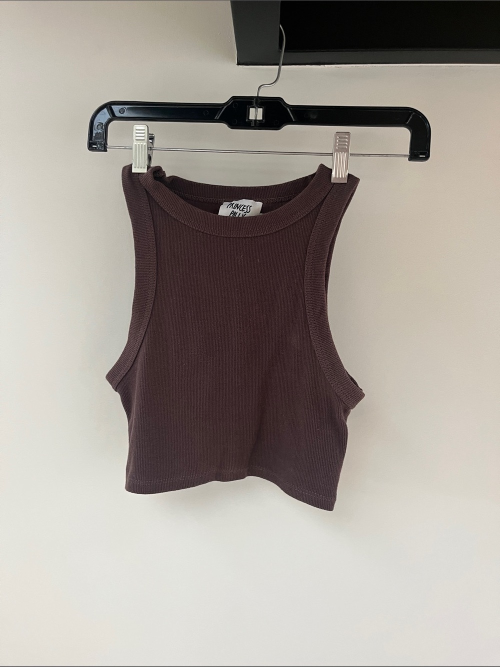 Princess Polly Dark Chocolate Ribbed Crop Tank